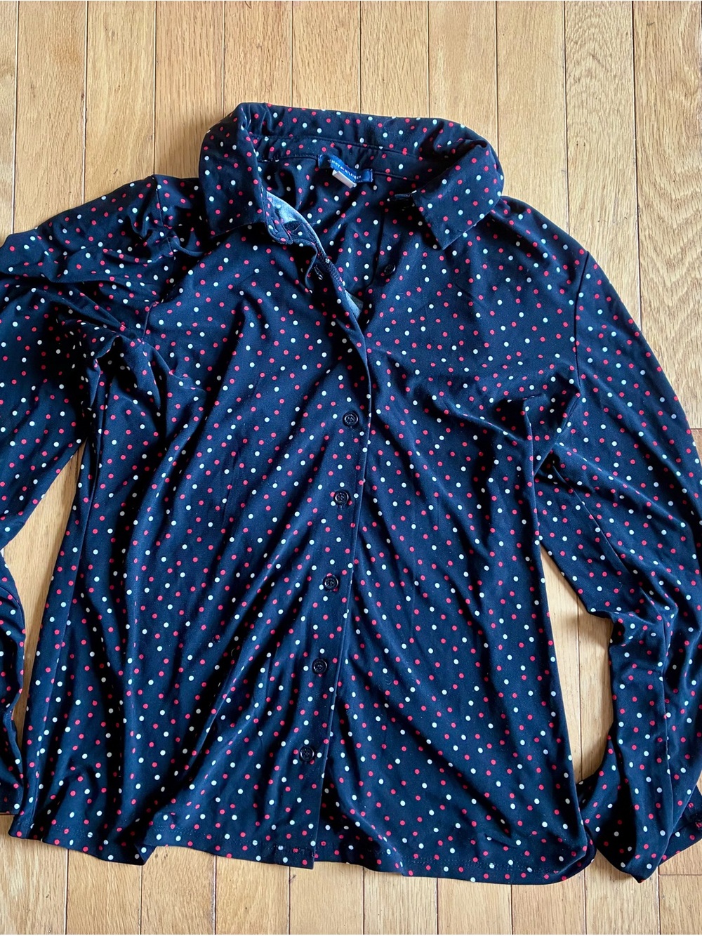 Tommy Hilfiger Polka Dot Button-Up Blouse - Red & White Dots